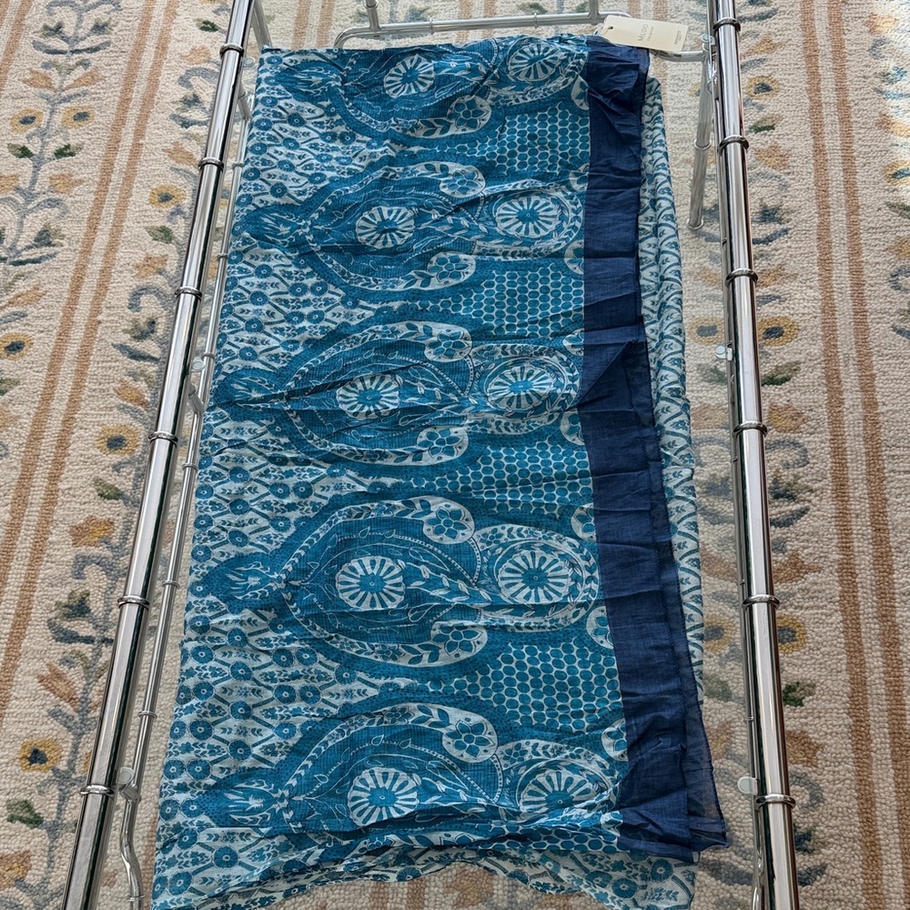 NWT Blue & turquoise Patterned 100% cotton pashmina